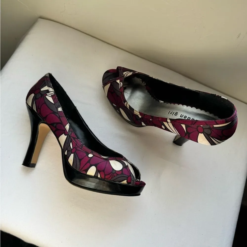 Madden Girl Peep-Toe Pumps with a multicolor purple, Size 7